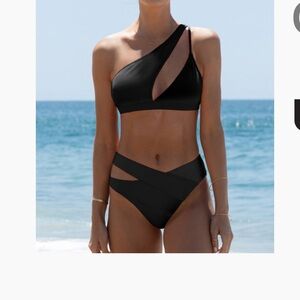 Popvil  sexy  black two piece bathing suit